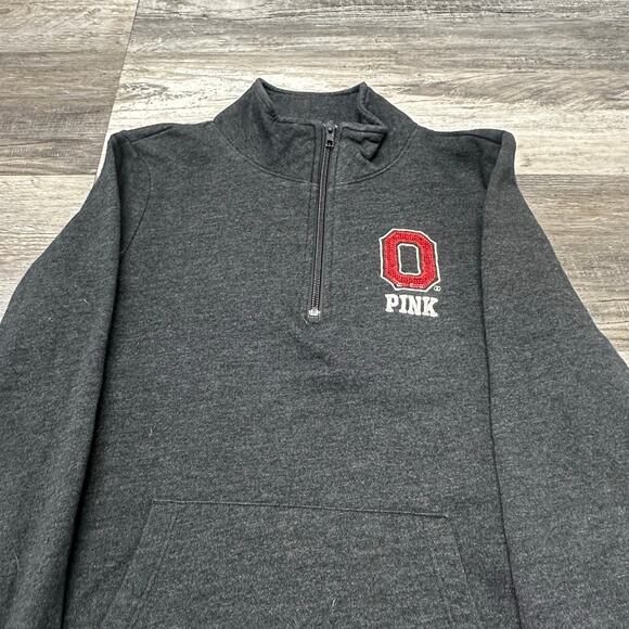 Victoria's Secret Pink Ohio State OSU Buckeyes Gray Womens XS 1/4 Zip Pullover - Picture 1 of 9